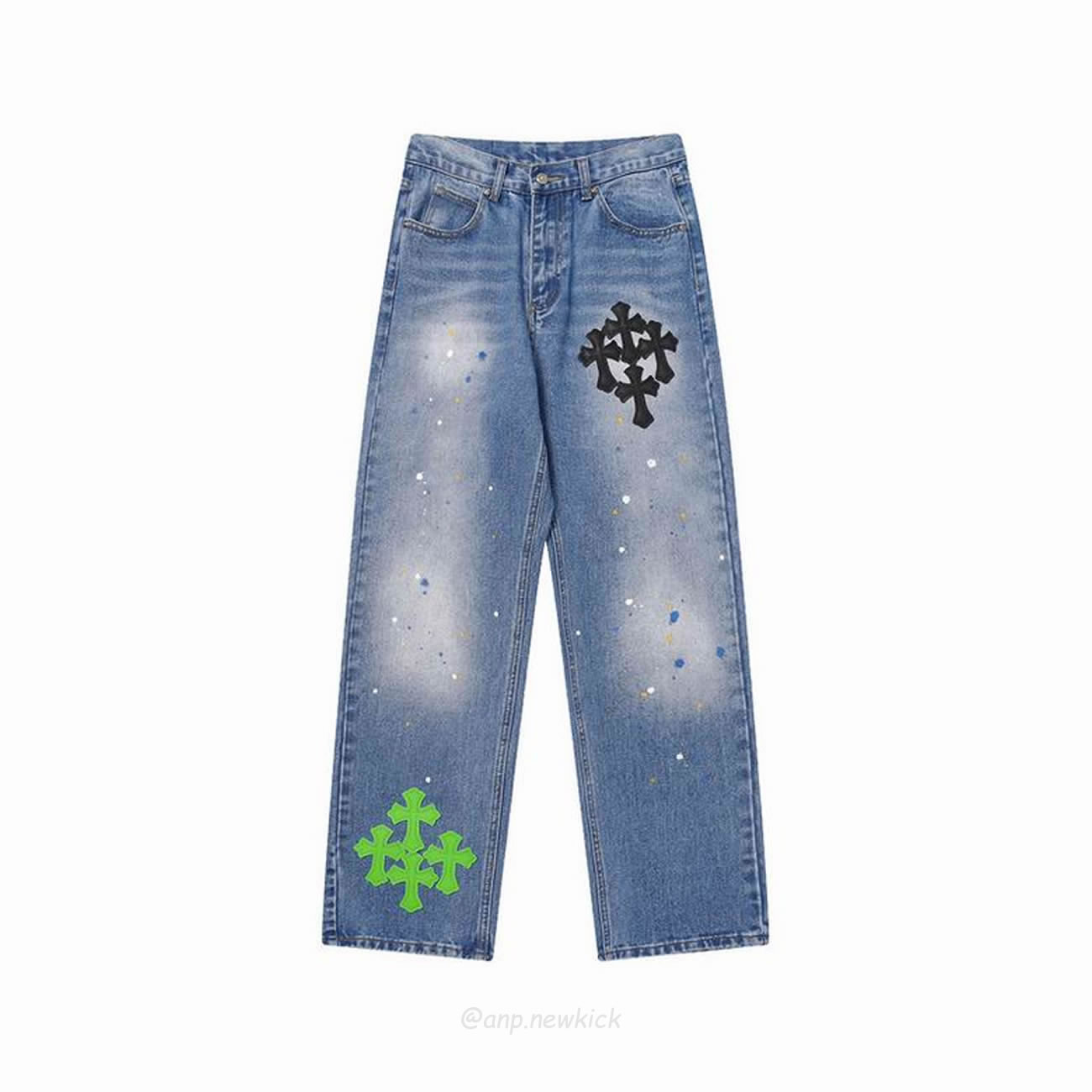 Chrome Hearts Blue Speckle Jeans Cross (2) - newkick.cc